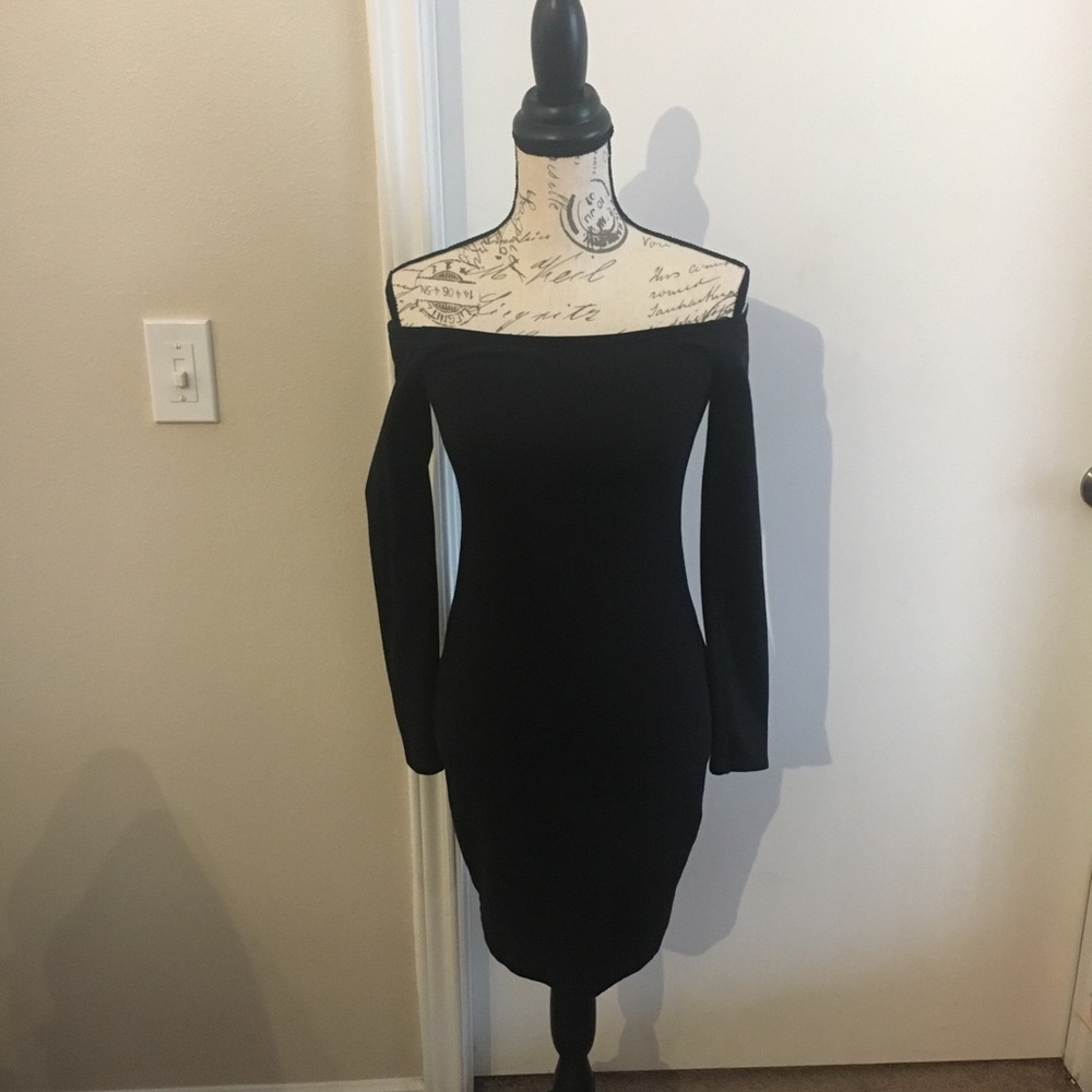 Express black slightly off shoulder dress